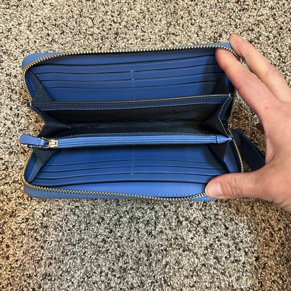 Kate Spade NY Blue Nylon Continental Zip Around Long Wallet - Picture 6 of 16